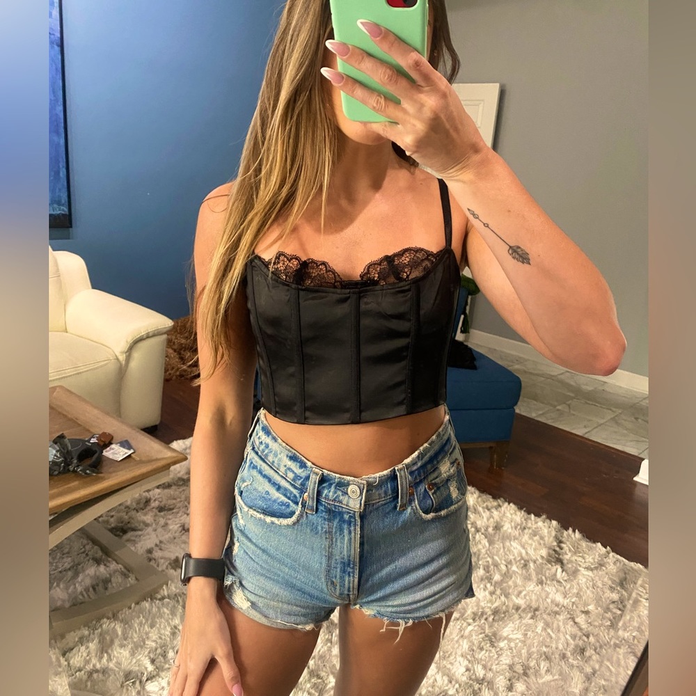 Black lace crop top